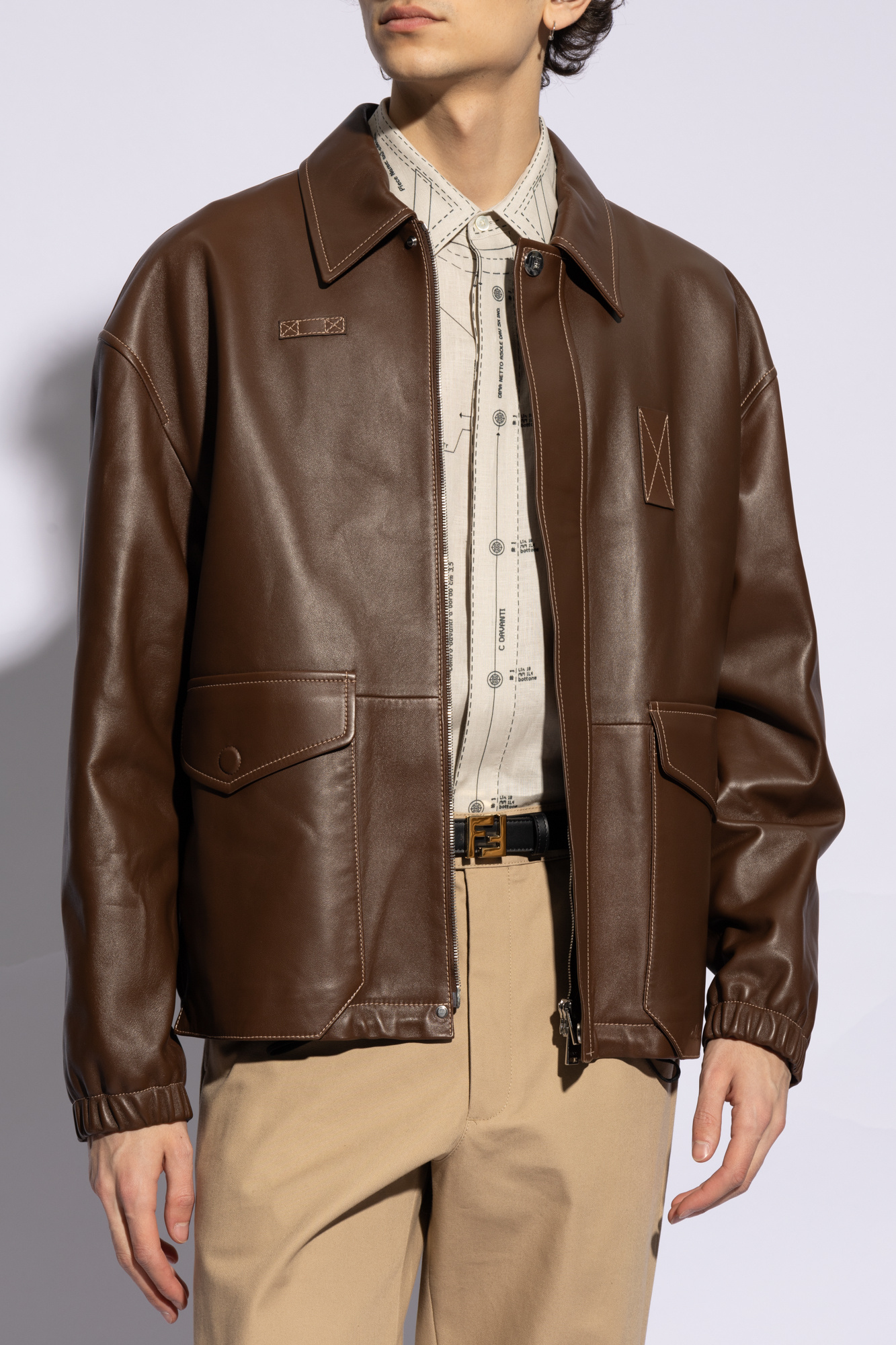 Fendi men's leather jacket online